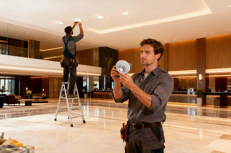 ANOVA LIGHTING contractor installing commercial-grade LED lighting system